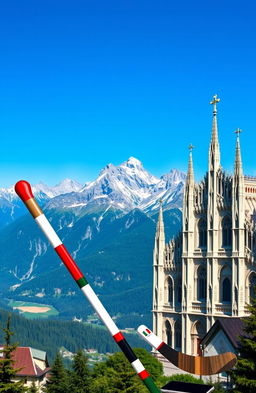 A breathtaking view of the Dolomites with a clear blue sky serving as a majestic natural backdrop