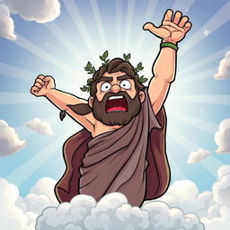 A dynamic and humorous Wojak-style illustration depicting Romulus, the legendary founder of Rome, dramatically ascending to heaven