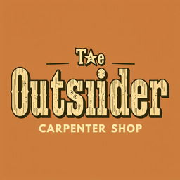 A logo design for a carpenter shop featuring the words "The Outsider" in a classic Old West style