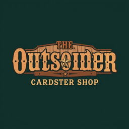 A logo design for a carpenter shop featuring the words "The Outsider" in a classic Old West style