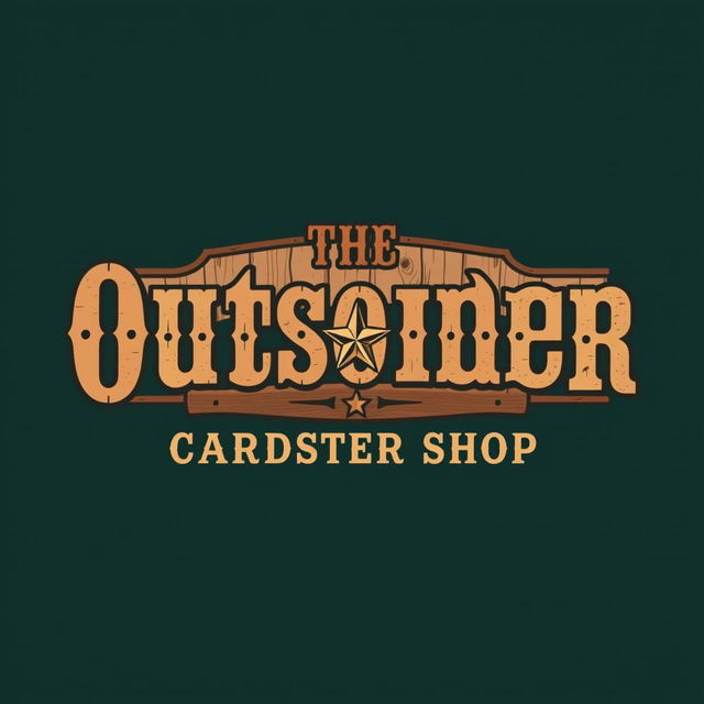 A logo design for a carpenter shop featuring the words "The Outsider" in a classic Old West style