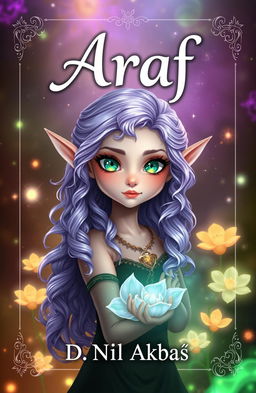 A book cover design for the title 'Araf', featuring a cute female elf character