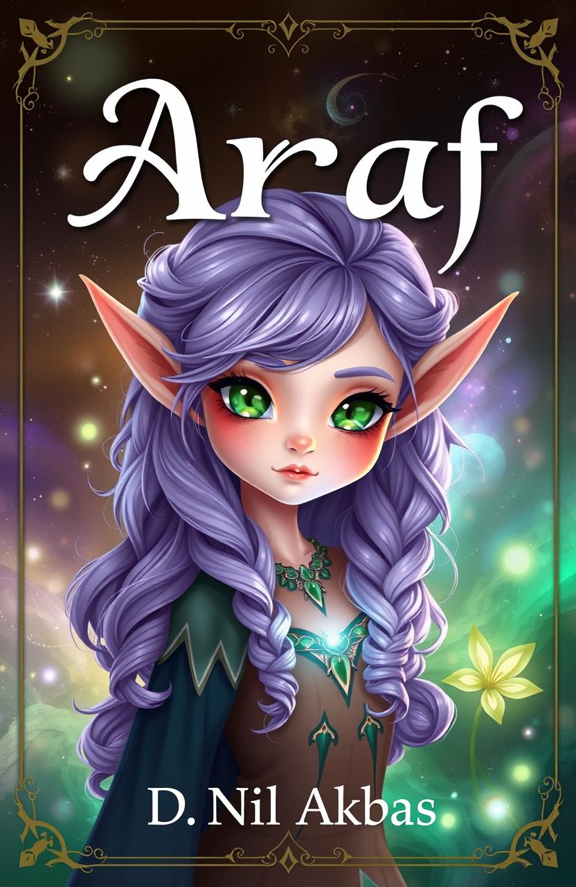 A book cover design for the title 'Araf', featuring a cute female elf character