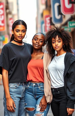 A trio of girls showcasing a strong friendship
