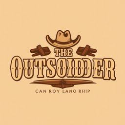 A logo design for a carpentry workshop featuring the text "The Outsider" styled in an authentic Old West theme