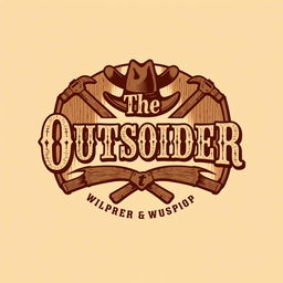A logo design for a carpentry workshop featuring the text "The Outsider" styled in an authentic Old West theme