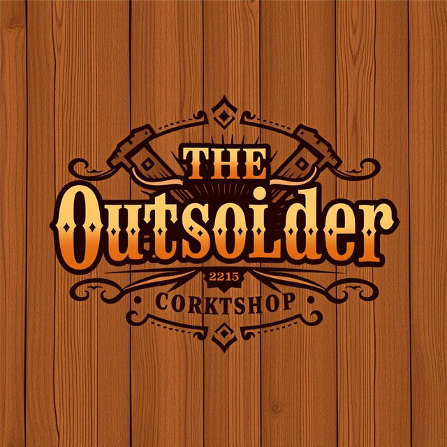 A logo design for a carpentry workshop featuring the exact text "The Outsider" styled in a classic Old West theme