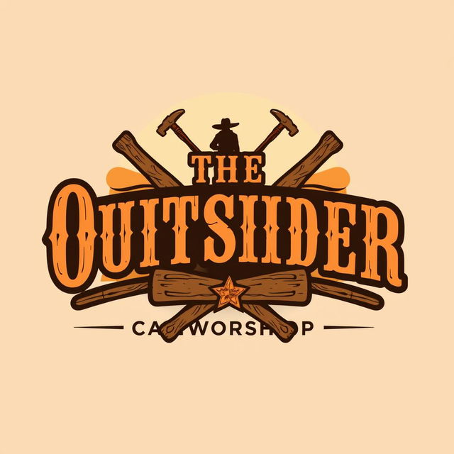 A logo design for a carpentry workshop featuring the exact text "The Outsider" in an Old West style