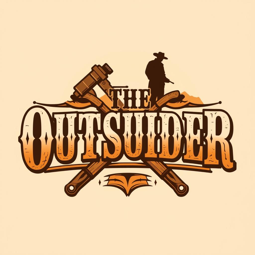 A logo design for a carpentry workshop featuring the exact text "The Outsider" in an Old West style