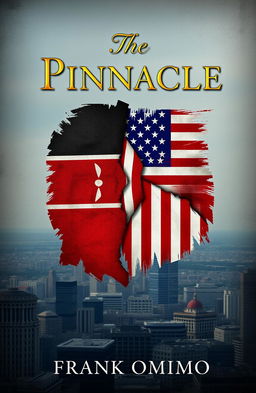 A classy novel cover for "The Pinnacle" by Frank Ombimo, embodying themes of politics, love, betrayal, and power