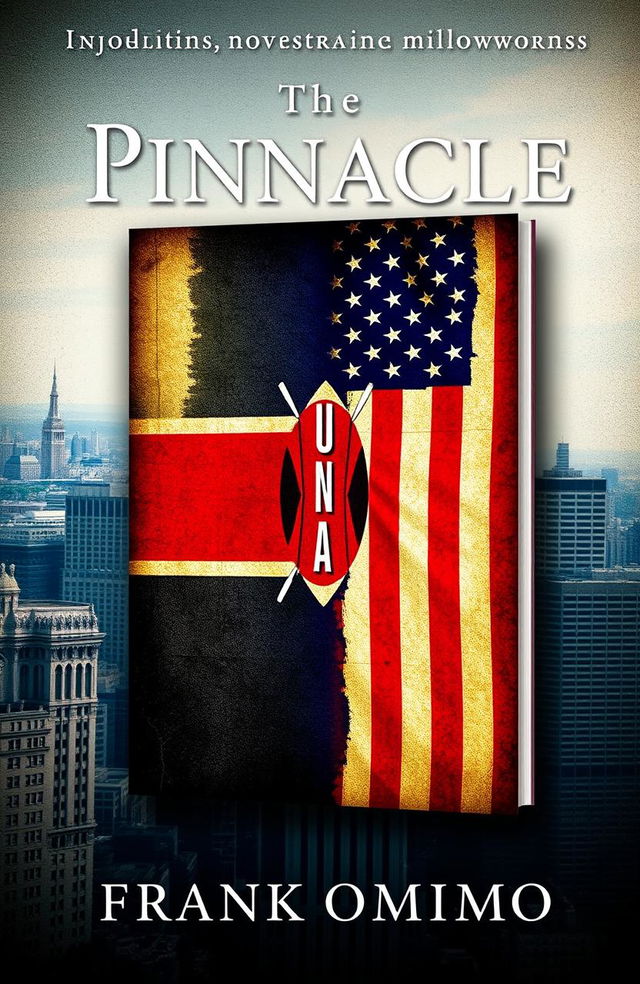 A classy novel cover for "The Pinnacle" by Frank Ombimo, embodying themes of politics, love, betrayal, and power