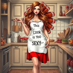 A hyper-realistic illustration of a very beautiful female model who resembles a turkey, featuring long, flowing hair and striking eyelashes