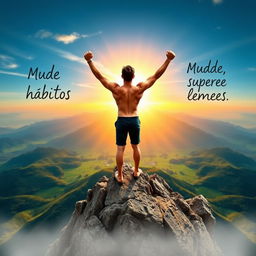 A powerful motivational scene illustrating the concept of overcoming limits and transforming habits