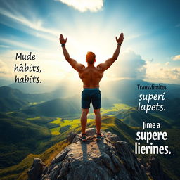A powerful motivational scene illustrating the concept of overcoming limits and transforming habits