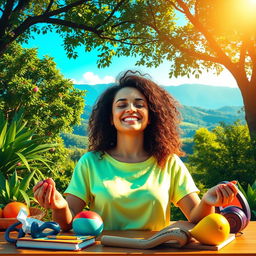 A vibrant and inspiring scene illustrating the transformation of emotional health through vibrant colors
