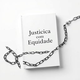 A white book cover design featuring broken chains symbolizing freedom and justice