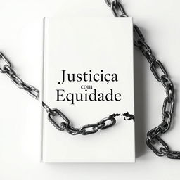 A white book cover design featuring broken chains symbolizing freedom and justice