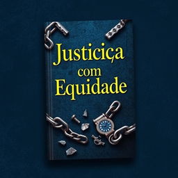 A book cover design featuring broken chains symbolizing freedom and justice