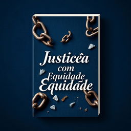 A book cover design featuring broken chains symbolizing freedom and justice