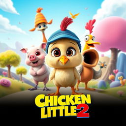 A vibrant and playful movie poster for the hypothetical animated film 'Chicken Little 2'
