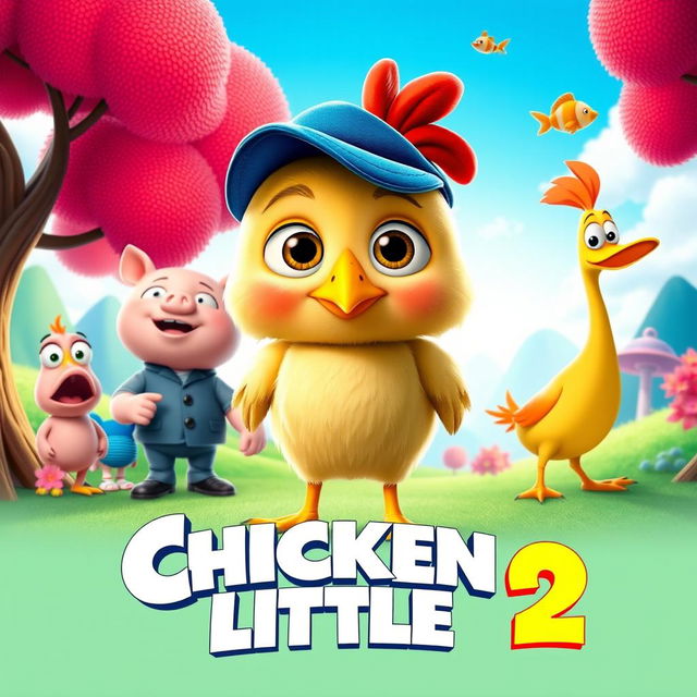 A vibrant and playful movie poster for the hypothetical animated film 'Chicken Little 2'