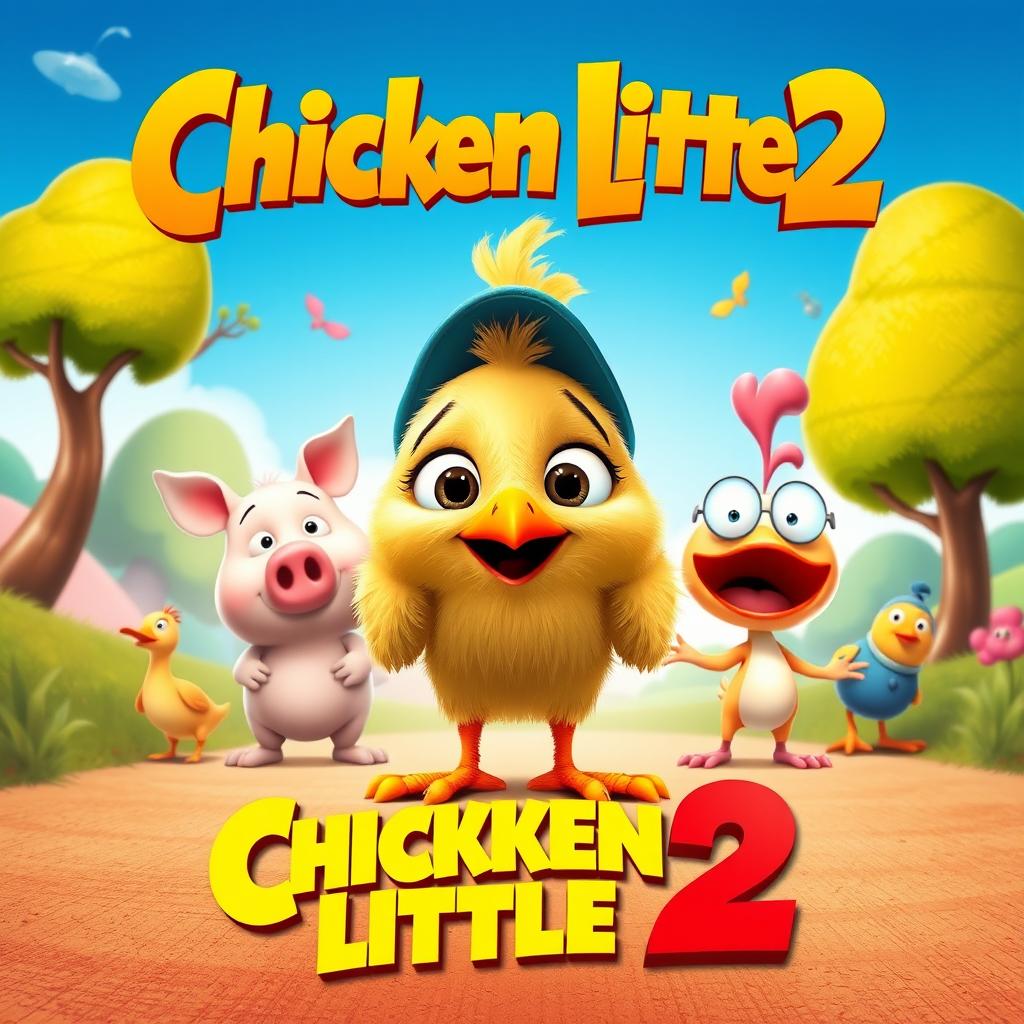 A vibrant and playful movie poster for the hypothetical animated film 'Chicken Little 2'