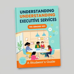 A visually engaging book cover designed for 10th graders, focusing on the topic of 'Executive Services Center'