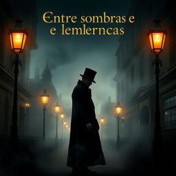 A book cover design for 'Entre sombras e lembranças' set in London 1880