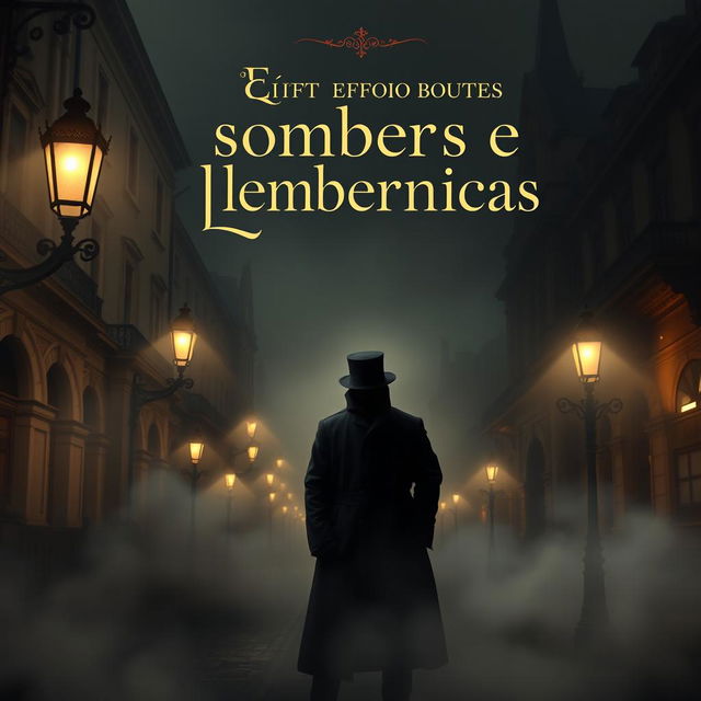 A book cover design for 'Entre sombras e lembranças' set in London 1880