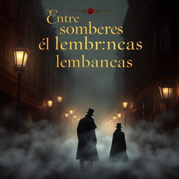 A book cover design for 'Entre sombras e lembranças' set in London 1880