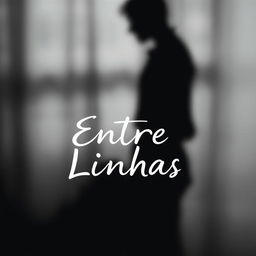 A book cover design for 'Entre Linhas' featuring a distant, slightly blurred silhouette of a person in the background, creating a sense of introspection and mystery