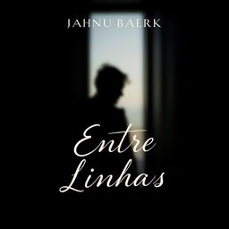 A book cover design for 'Entre Linhas' featuring a distant, slightly blurred silhouette of a person in the background, creating a sense of introspection and mystery