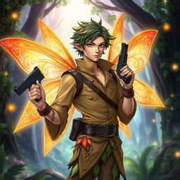 A male fairy with shimmering wings, delicately colorful and ethereal