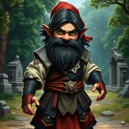 A full-body realistic depiction of a medieval martial artist gnome, showcasing his impressive stance and form