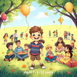 An engaging illustration featuring a boy and a girl at the center, smiling and playing together
