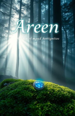 A mystical misty forest with ethereal sunlight breaking through the tall trees, creating soft beams of light that illuminate the surroundings