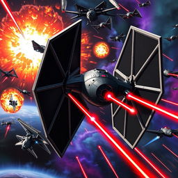A powerful depiction of a heavy TIE Fighter variant from the Star Wars universe, showcasing its expanded, robust design