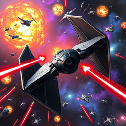 A powerful depiction of a heavy TIE Fighter variant from the Star Wars universe, showcasing its expanded, robust design