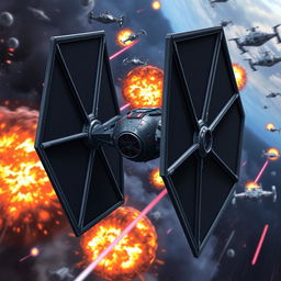 A detailed illustration of a heavy TIE Fighter variant from the Star Wars universe, emphasizing its robust design