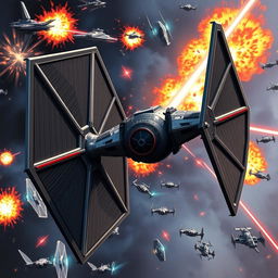 A detailed illustration of a heavy TIE Fighter variant from the Star Wars universe, emphasizing its robust design