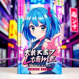 A vibrant and captivating book cover featuring a blue-haired anime girl