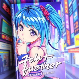 A vibrant and captivating book cover featuring a blue-haired anime girl