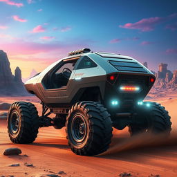 A state-of-the-art planet exploration vehicle designed for harsh extraterrestrial environments, showcasing a robust and high-tech appearance