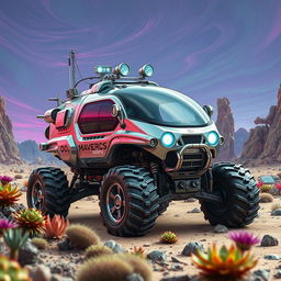 A highly advanced planet exploration vehicle designed for traversing alien worlds, showcasing a robust and futuristic aesthetic