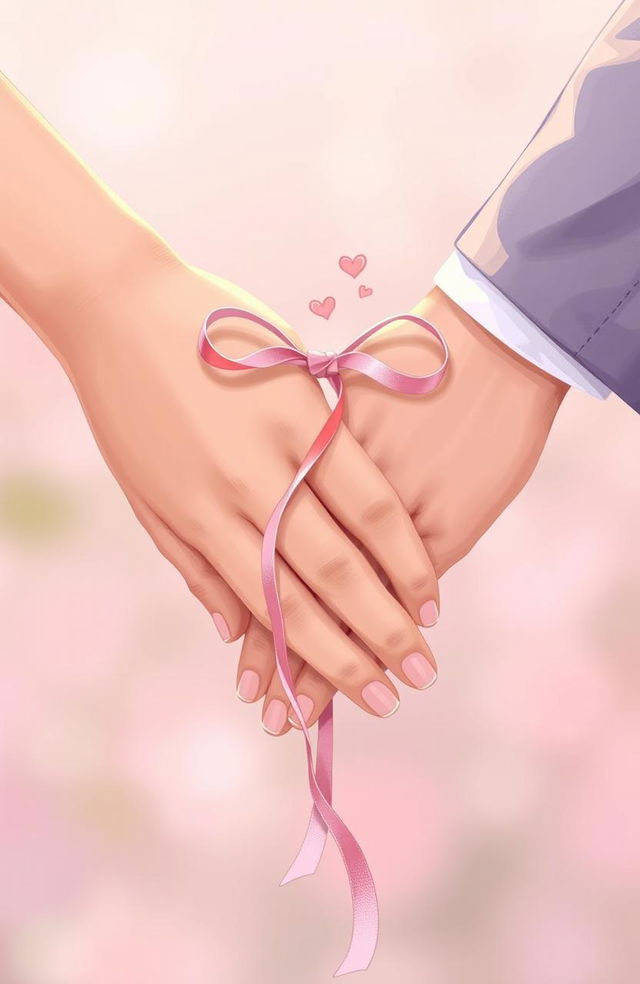 A romantic illustration of two hands beautifully entwined, symbolizing love and connection