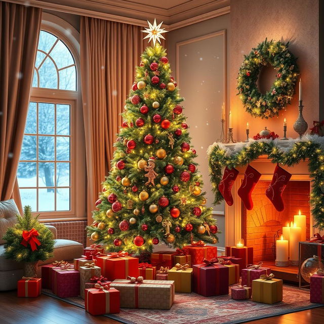 A stunning display of Christmas decor showcasing a beautifully adorned living room for the holiday season