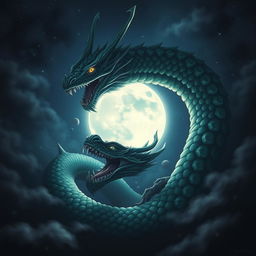 A dark, captivating scene showcasing a bright, full moon radiating silvery light against a backdrop of a deep, starry night sky