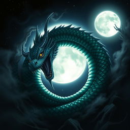 A dark, captivating scene showcasing a bright, full moon radiating silvery light against a backdrop of a deep, starry night sky