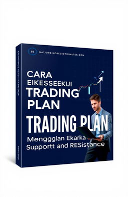 A book cover design for an ebook titled 'Cara Eksekusi Trading Plan Menggunakan Support and Resistance'