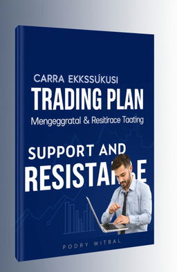 A book cover design for an ebook titled 'Cara Eksekusi Trading Plan Menggunakan Support and Resistance'